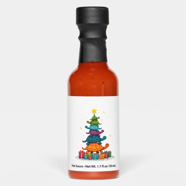Turtle Tree Christmas Tree Adorable Turtle Christm Hot Sauces (Front)