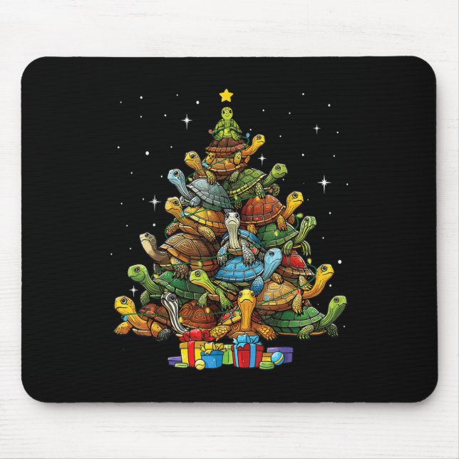 Turtle Tree Christmas Tree Adorable Turtle Christm Mouse Pad (Front)
