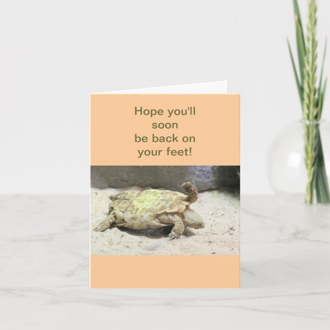 "TURTLE TURNED ON ITS BACK" GET WELL CARD (Front)