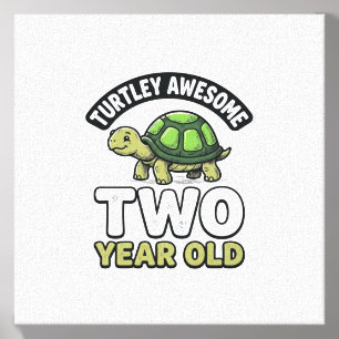 Turtle Two Year Old Birthday Vintage Engraving Shi Canvas Photo Tile