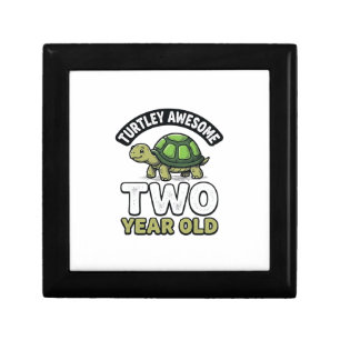 Turtle Two Year Old Birthday Vintage Engraving Shi Gift Box