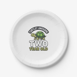 Turtle Two Year Old Birthday Vintage Engraving Shi Paper Plates