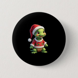 Turtle Ugly Sweater Santa Hat Christmas T-Shirt (1 Button