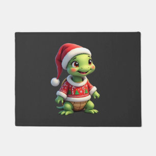 Turtle Ugly Sweater Santa Hat Christmas T-Shirt (1 Doormat