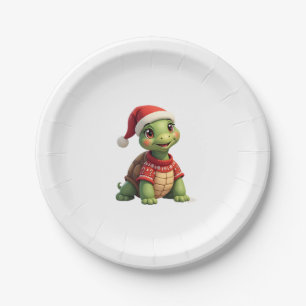 Turtle Ugly Sweater Santa Hat Christmas T-Shirt (1 Paper Plates