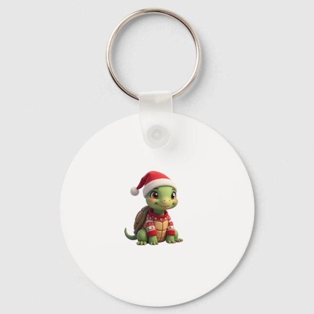 Turtle Ugly Sweater Santa Hat Christmas T-Shirt (2 Keychain (Front)