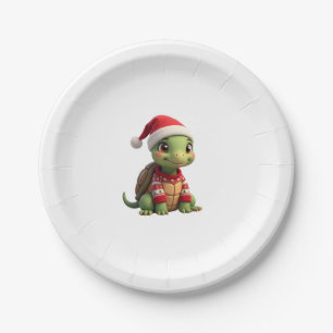 Turtle Ugly Sweater Santa Hat Christmas T-Shirt (2 Paper Plates