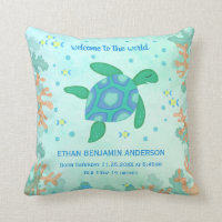 Turtle Under The Sea Baby Birth Throw Pillow