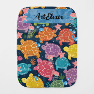 Turtle Under the Sea Baby Burp Cloth