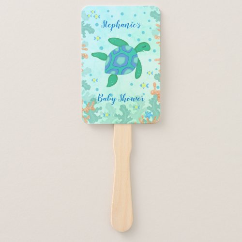 Turtle Under The Sea Baby Shower Hand Fan