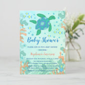 Turtle Under The Sea Baby Shower Invitations (Standing Front)