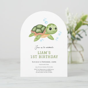 Turtle Under the sea first birthday invitation