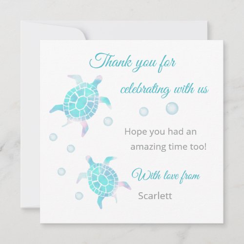 Turtle Under The Sea Personalized Thank You
