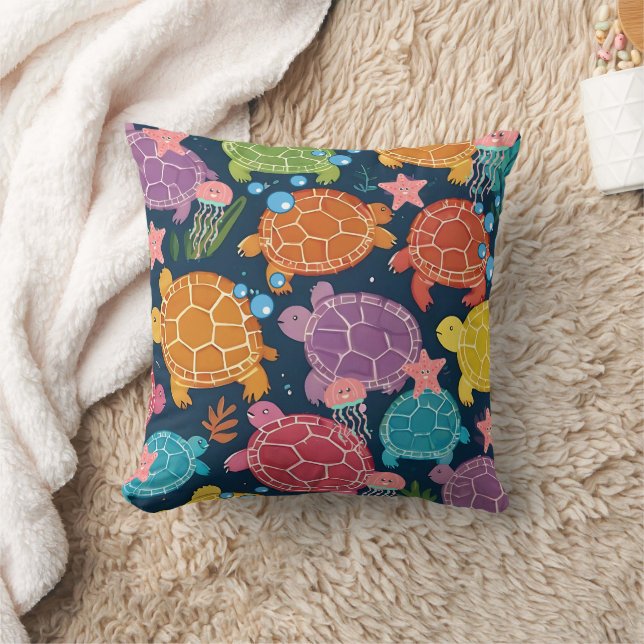 Turtle Under the Sea Throw Pillow (Blanket)