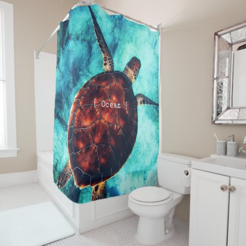turtle underwater photography  shower curtain