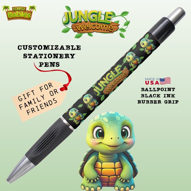 Turtle, Unique Tortoise, Jungle Welcome, Gifting🐢 Pen (Cute Turtle You're Turtley Awesome! Tortoise Wildlife Animal Cartoon Graphic Stationery Ink Pen 🐢)