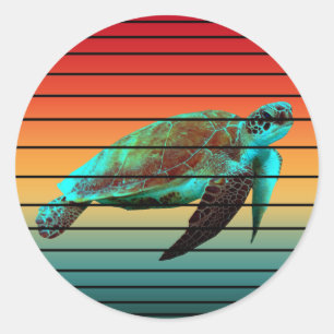 turtle vintage classic round sticker