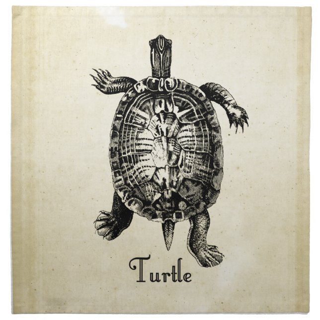 Turtle Vintage Illustration Dinner Napkins (Front)