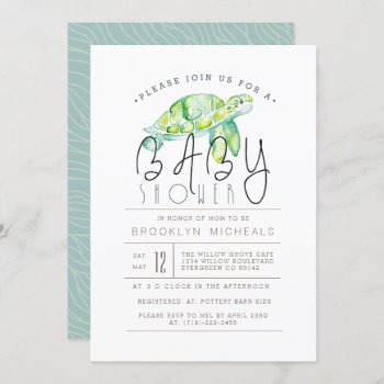Turtle Watercolor | Aquatic Baby Shower Invitation by RedefinedDesigns at Zazzle