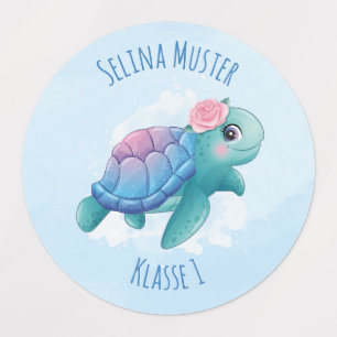 Turtle - watercolor   children's labels