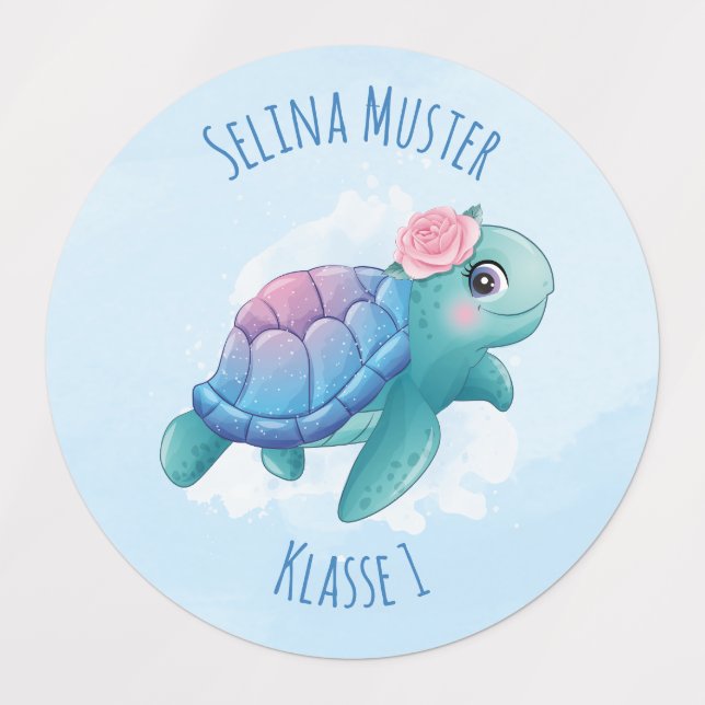 Turtle - watercolor | children's labels (Design 1)