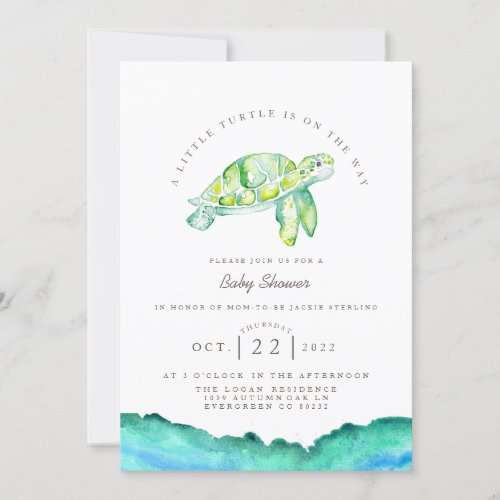 Turtle Watercolor  Ocean Life Baby Shower Invitation