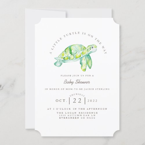 Turtle Watercolor  Ocean Life Baby Shower Invitation