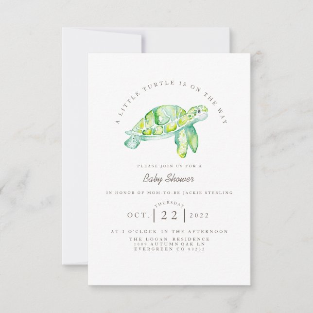 Turtle Watercolor | Ocean Life Baby Shower Invitation (Front)