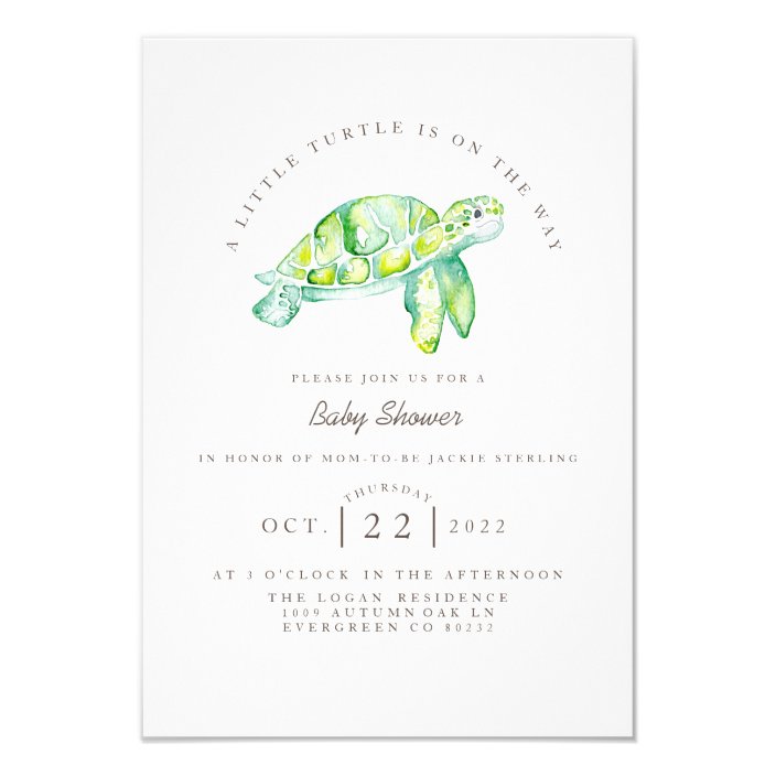 Turtle Watercolor Ocean Life Baby Shower Invitation Zazzle Com