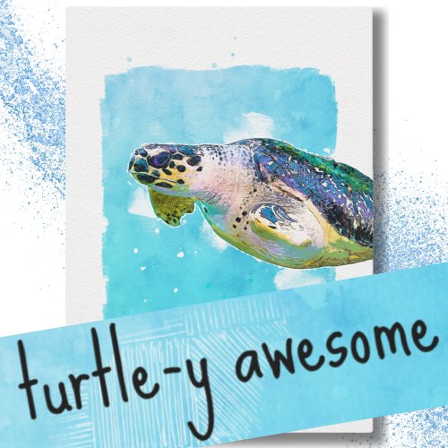 Turtle Watercolor School Valentines Day Note Card