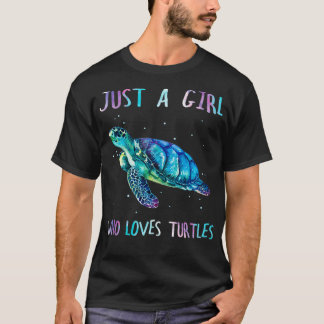 Turtle Watercolor Sea Ocean Just A Girl Who Loves  T-Shirt
