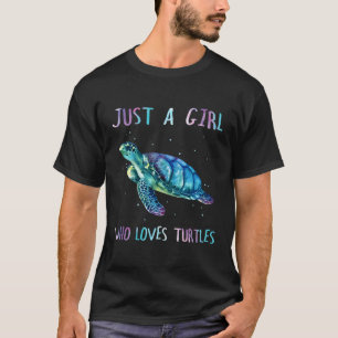 Turtle Watercolor Sea Ocean Just A Who Loves Turtl T-Shirt