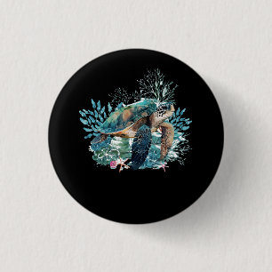 Turtle Watercolor Sea Ocean Wildlife Animal Sea Li Button