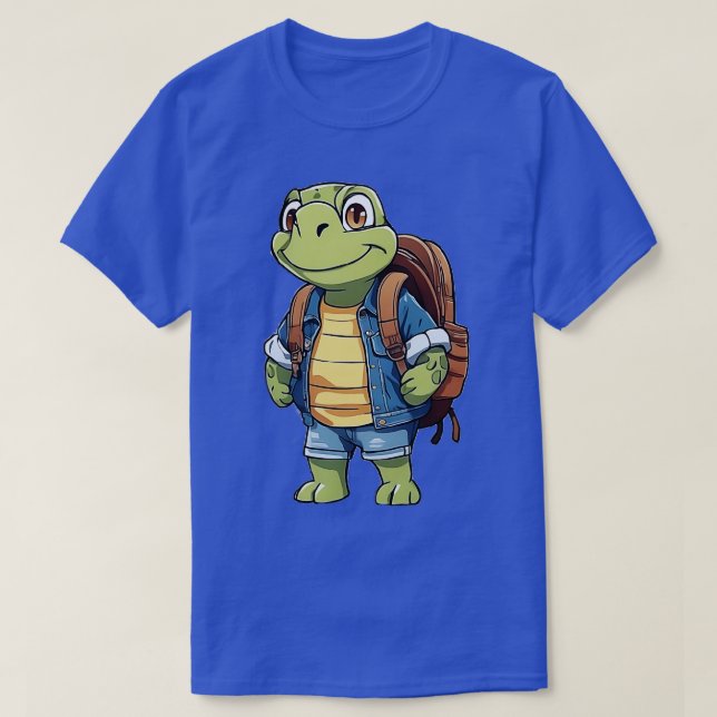 Turtle Wearing Backpack T-Shirt (Design Front)
