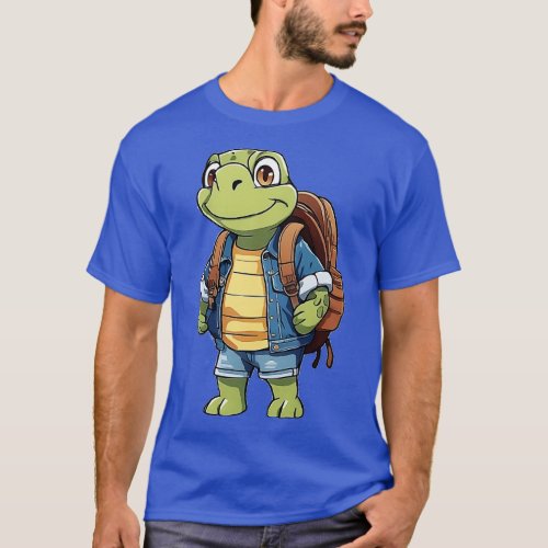 Turtle Wearing Backpack T_Shirt