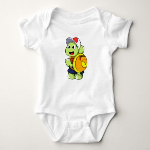 Turtle with Backpack  Cap Baby Bodysuit