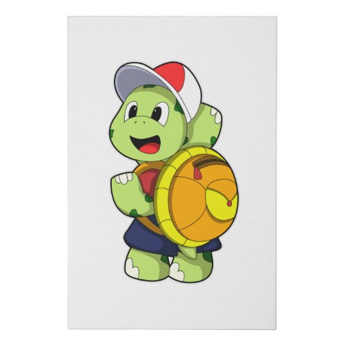 Turtle with Backpack  Cap Faux Canvas Print