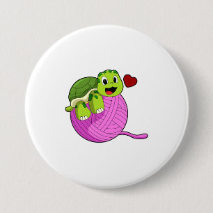 Turtle with Ball of Wool Button