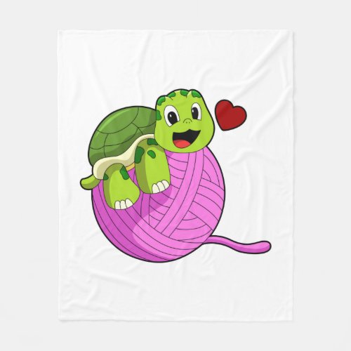 Turtle with Ball of Wool Fleece Blanket
