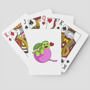 Turtle with Ball of Wool Poker Cards