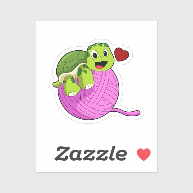 Turtle with Ball of Wool Sticker (Sheet)