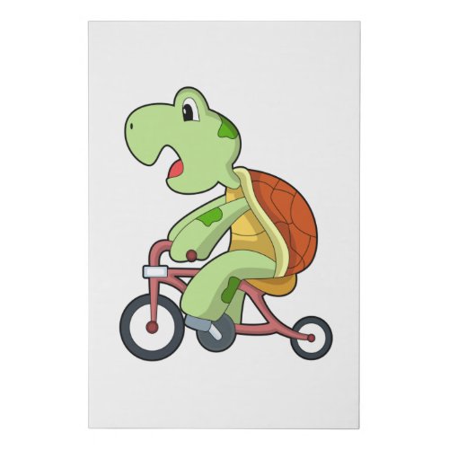 Turtle with Bicycle Faux Canvas Print
