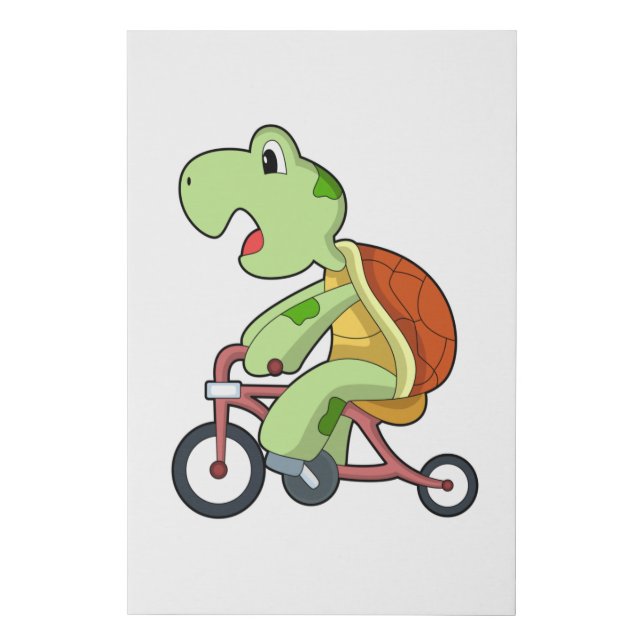 Turtle with Bicycle Faux Canvas Print (Front)