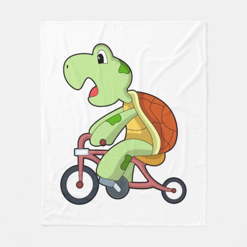 Turtle with Bicycle Fleece Blanket