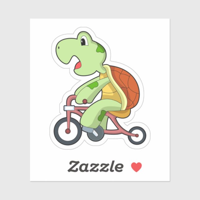 Turtle with Bicycle Sticker (Sheet)