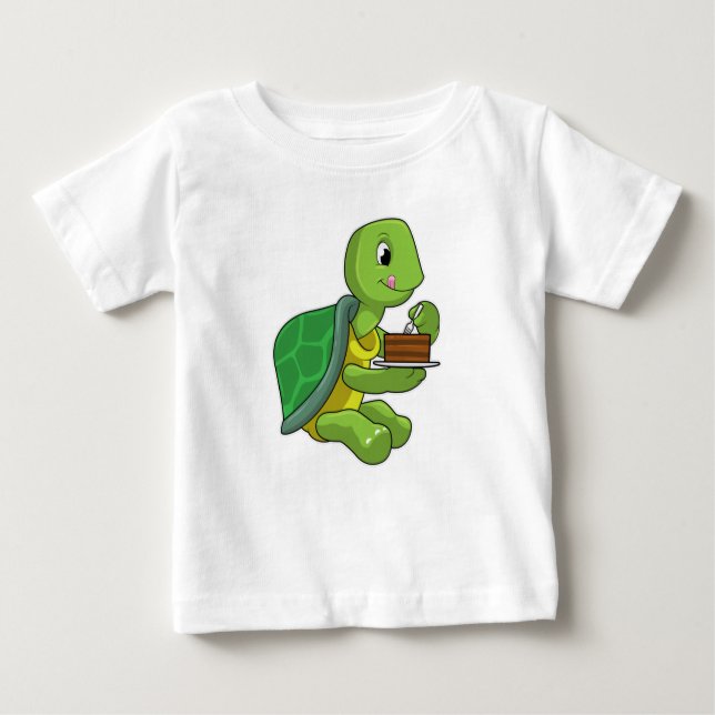 Turtle with Cake Baby T-Shirt (Front)