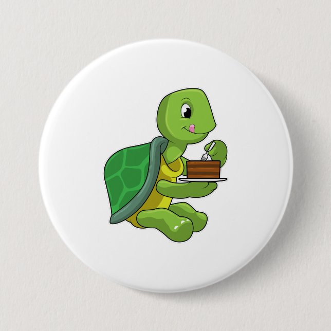 Turtle with Cake Button (Front)