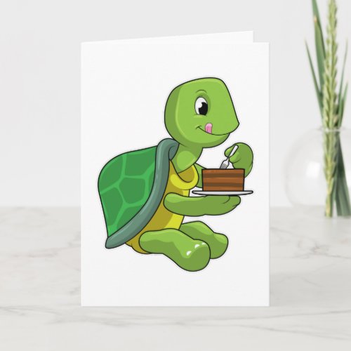 Turtle with Cake Card