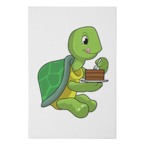 Turtle with Cake Faux Canvas Print