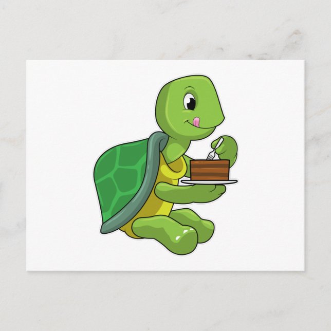 Turtle with Cake Postcard (Front)